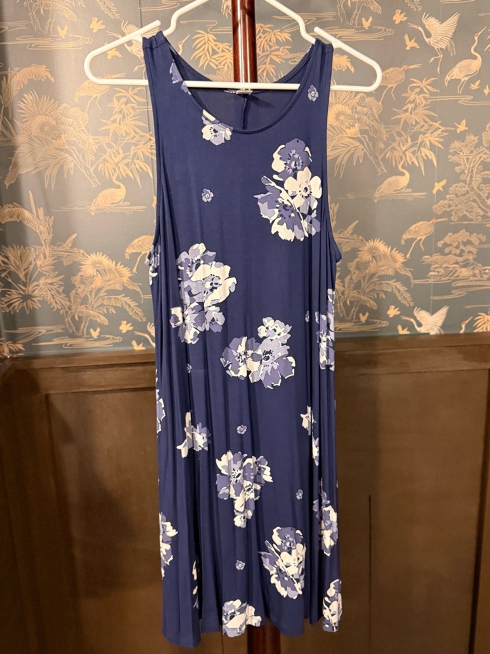 Old Navy Navy Floral Maxi Tank Dress